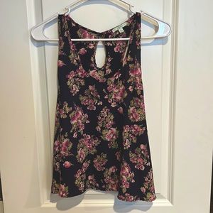 Soprano chiffon floral tank top-navy blue